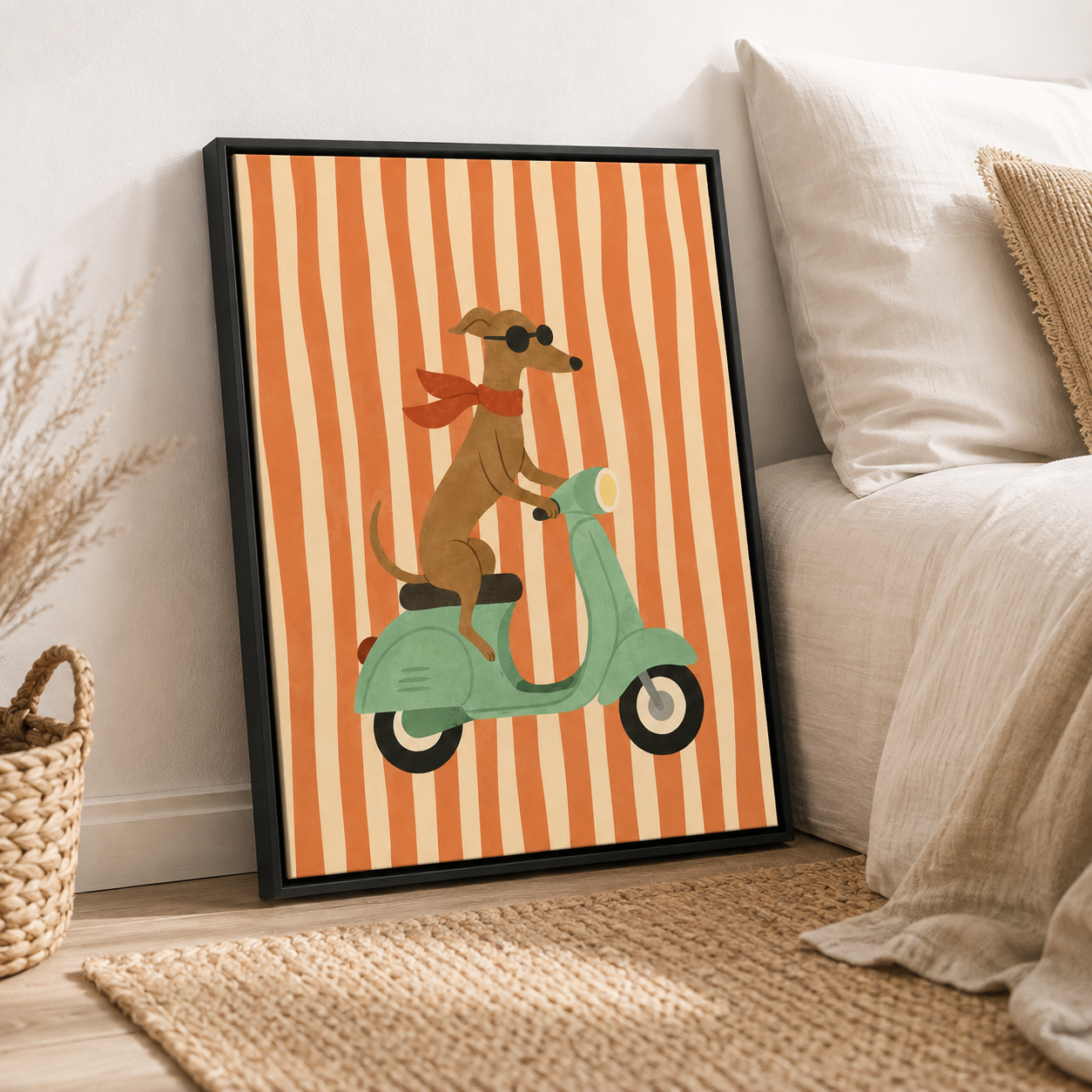 Dog Scooter Canvas Wall Art