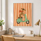 Dog Scooter Canvas Wall Art