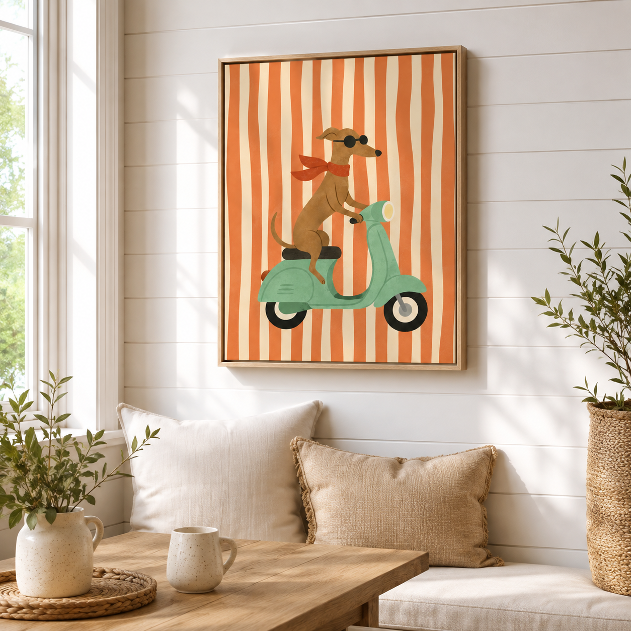 Dog Scooter Canvas Wall Art