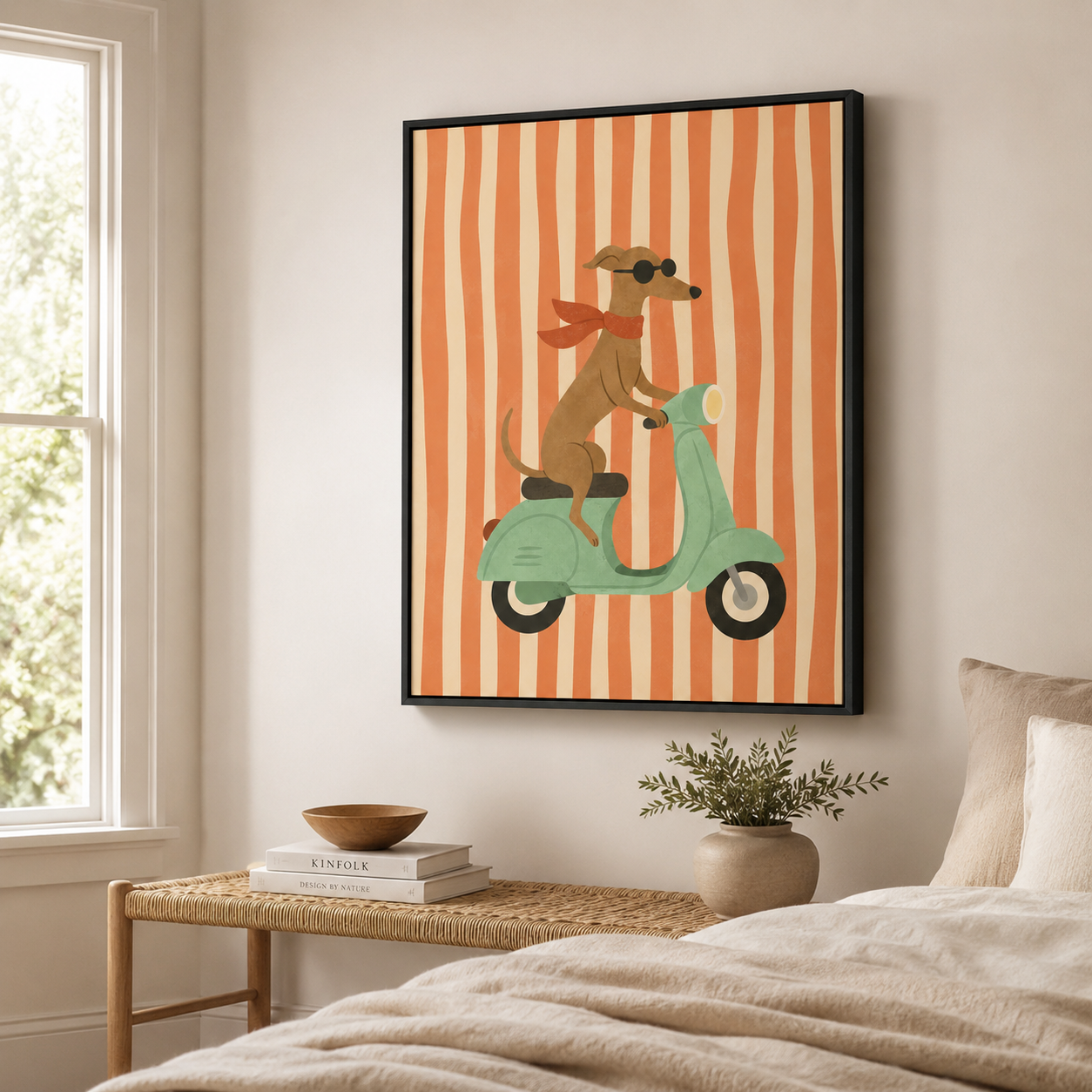 Dog Scooter Canvas Wall Art