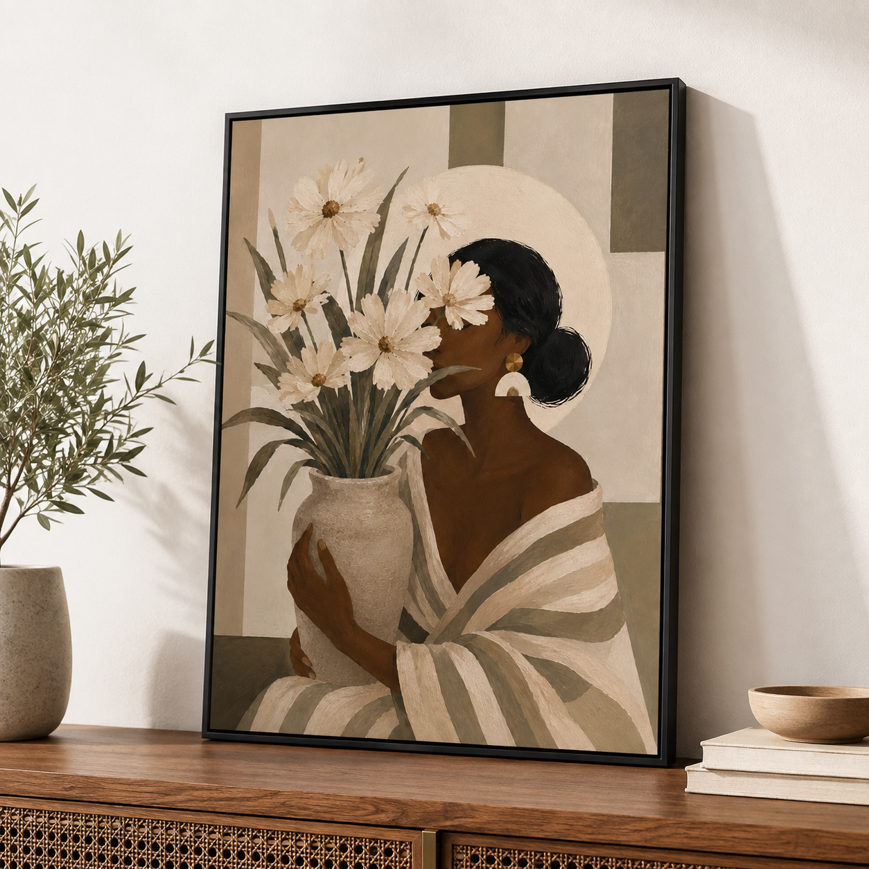 Woman With Flowers Canvas Wall Art