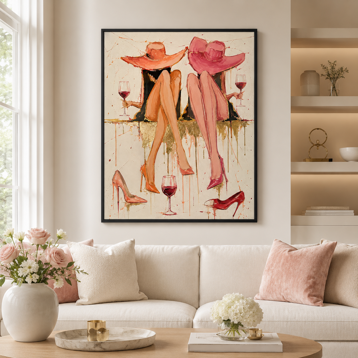 Girls Night Wine Canvas Wall Art