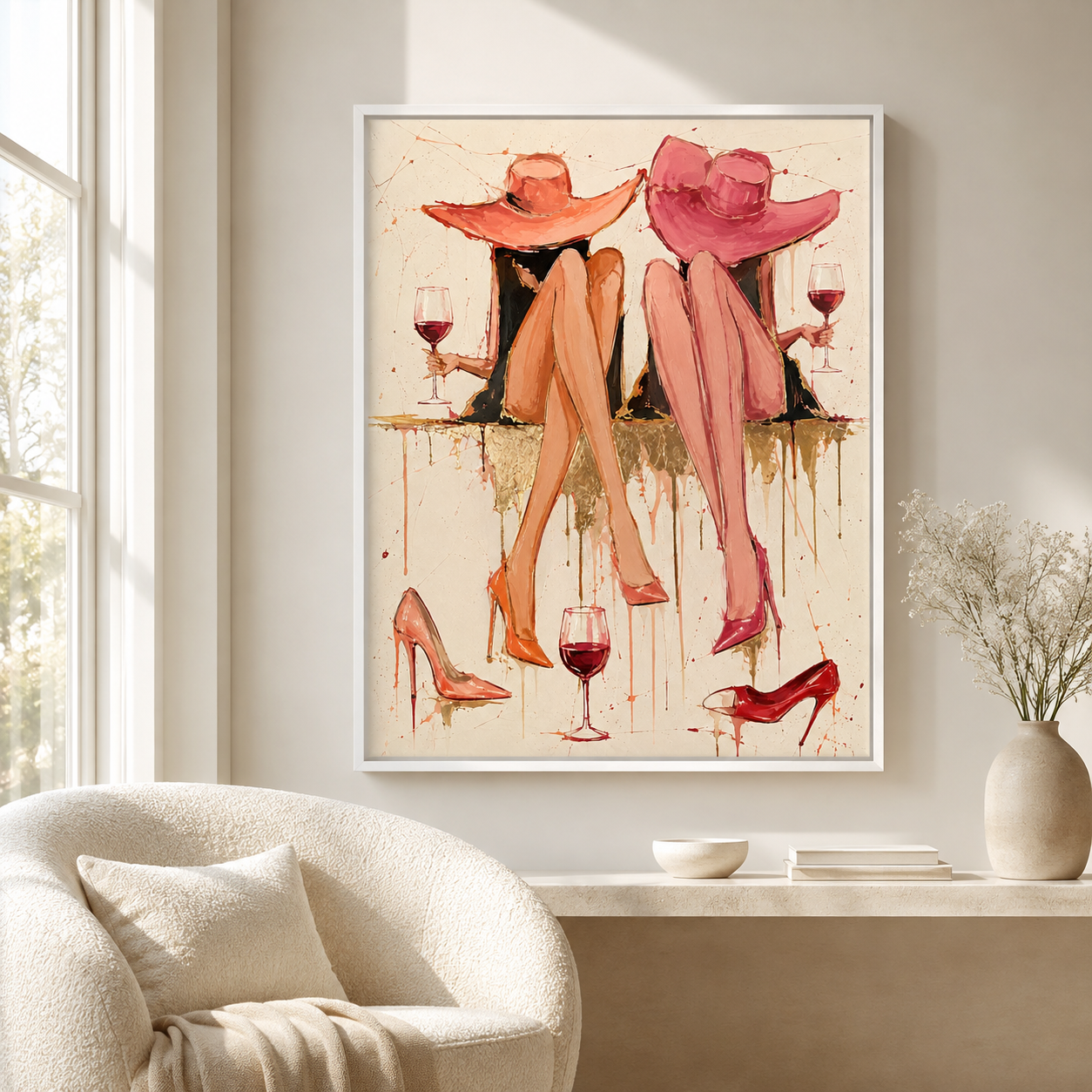 Girls Night Wine Canvas Wall Art