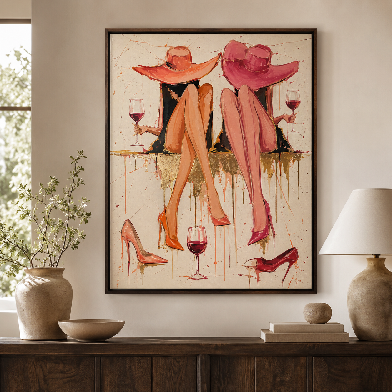 Girls Night Wine Canvas Wall Art