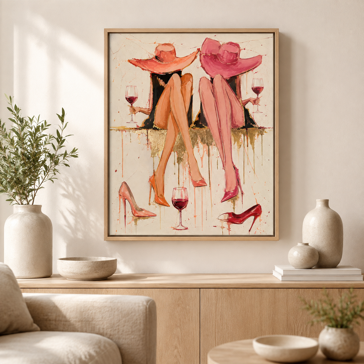 Girls Night Wine Canvas Wall Art