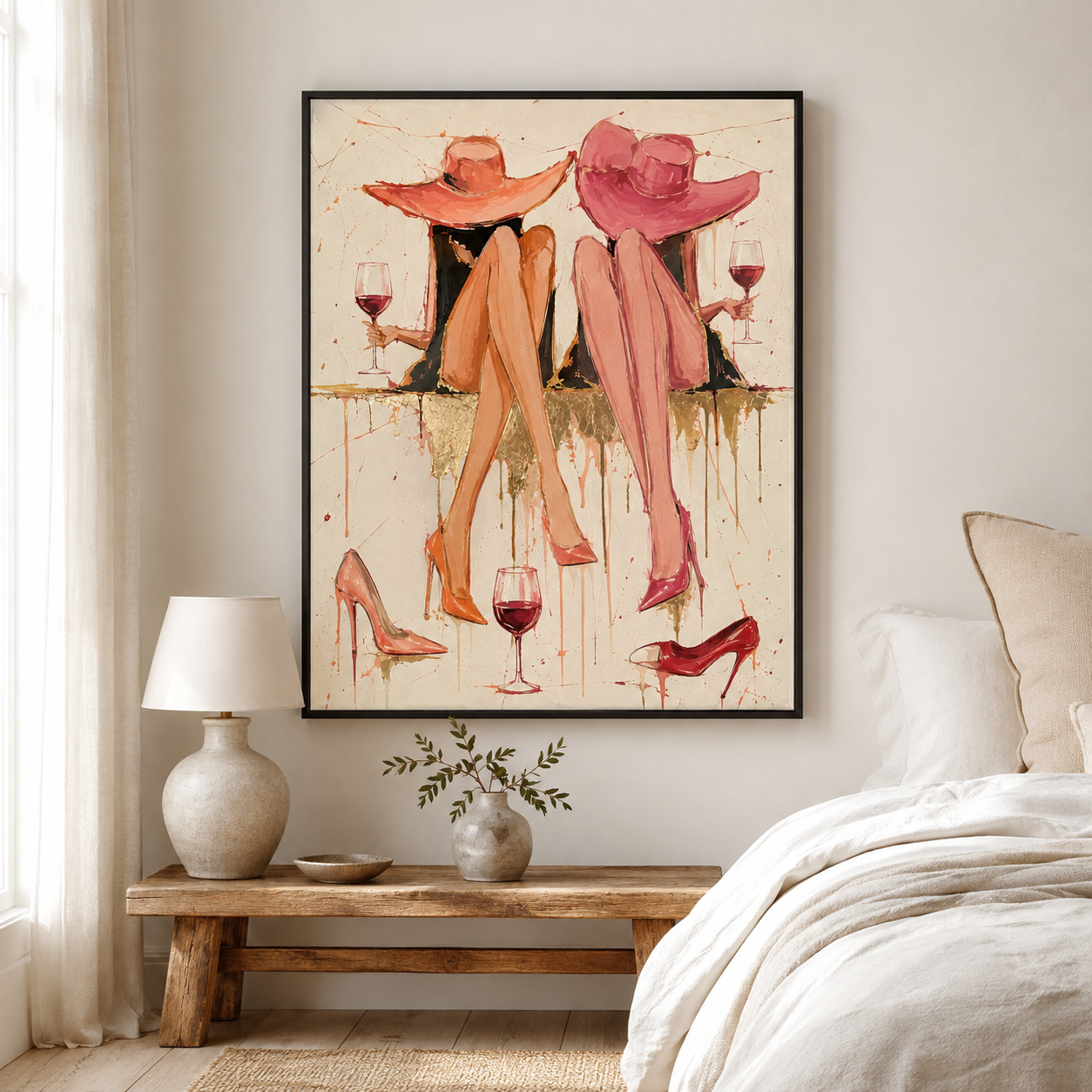 Girls Night Wine Canvas Wall Art