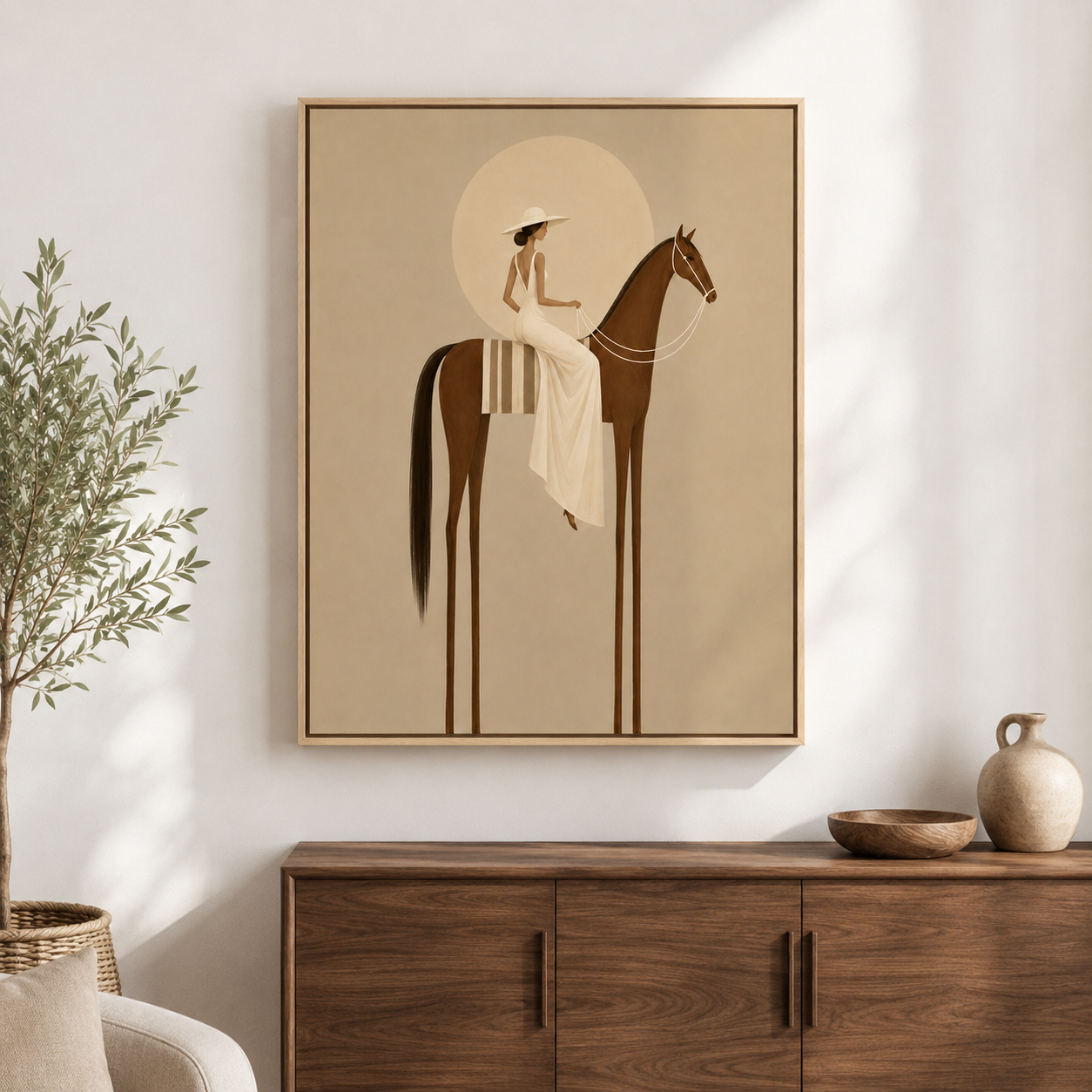 Woman Riding Horse Canvas Wall Art