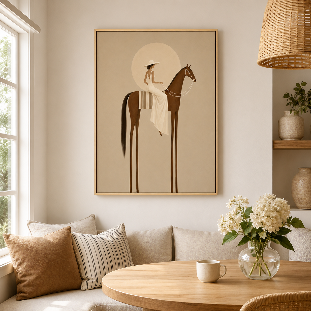 Woman Riding Horse Canvas Wall Art