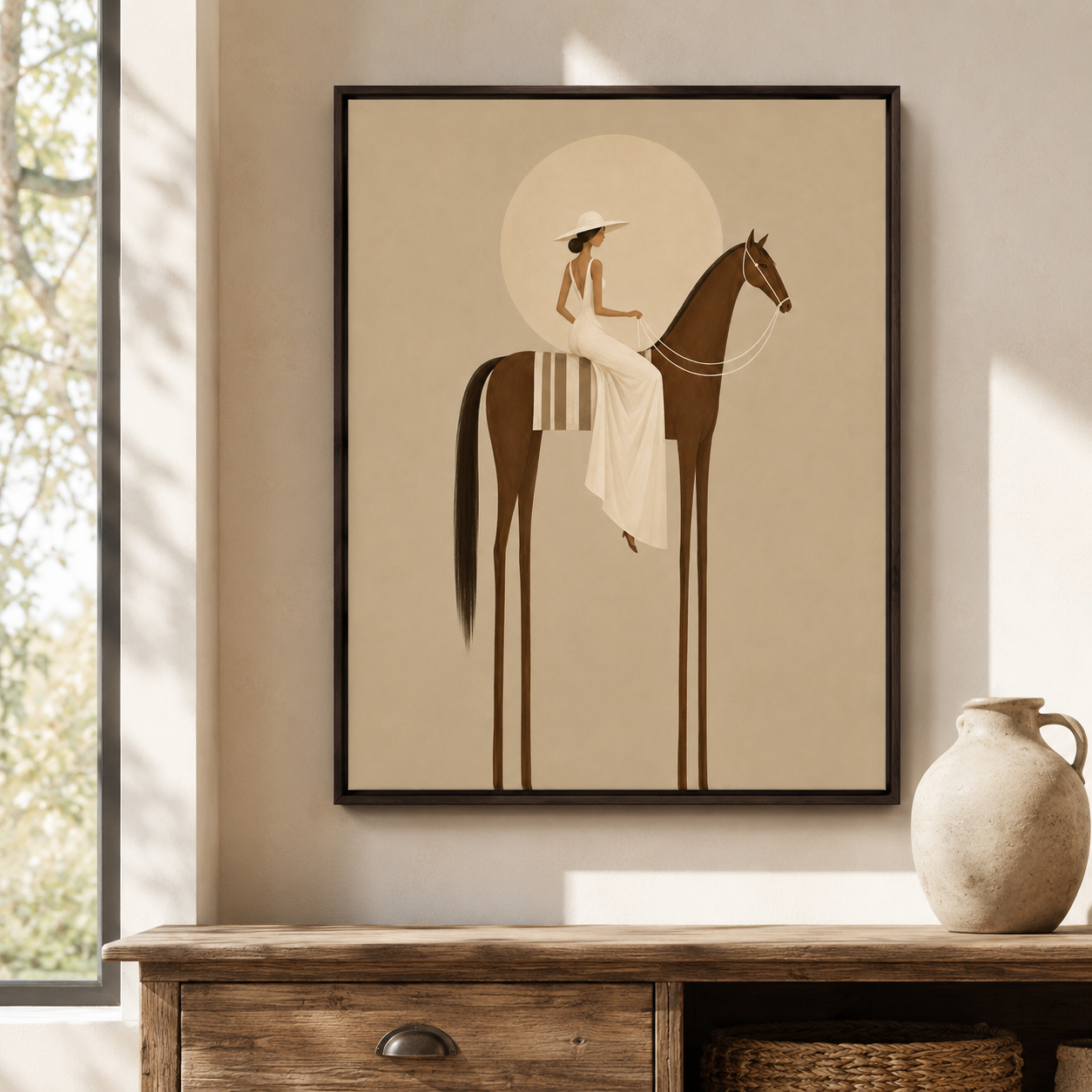 Woman Riding Horse Canvas Wall Art