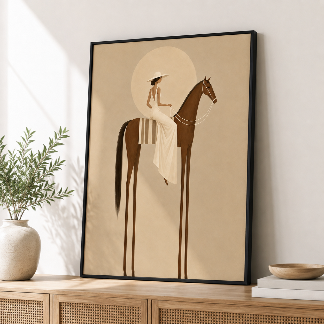 Woman Riding Horse Canvas Wall Art