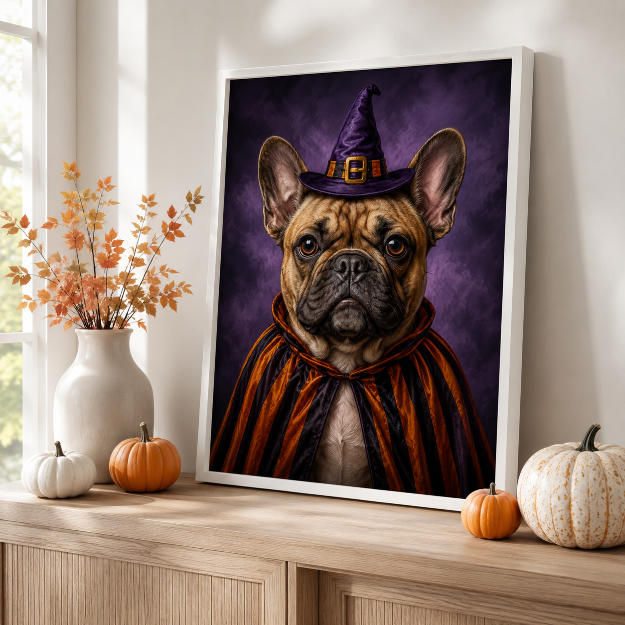 Custom Halloween Witch Pet Portrait Canvas Aura Canvas