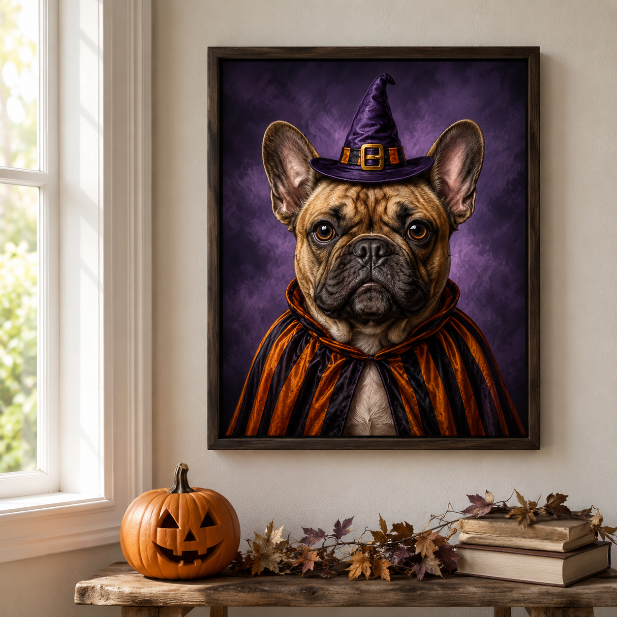Custom Halloween Witch Pet Portrait Canvas Aura Canvas
