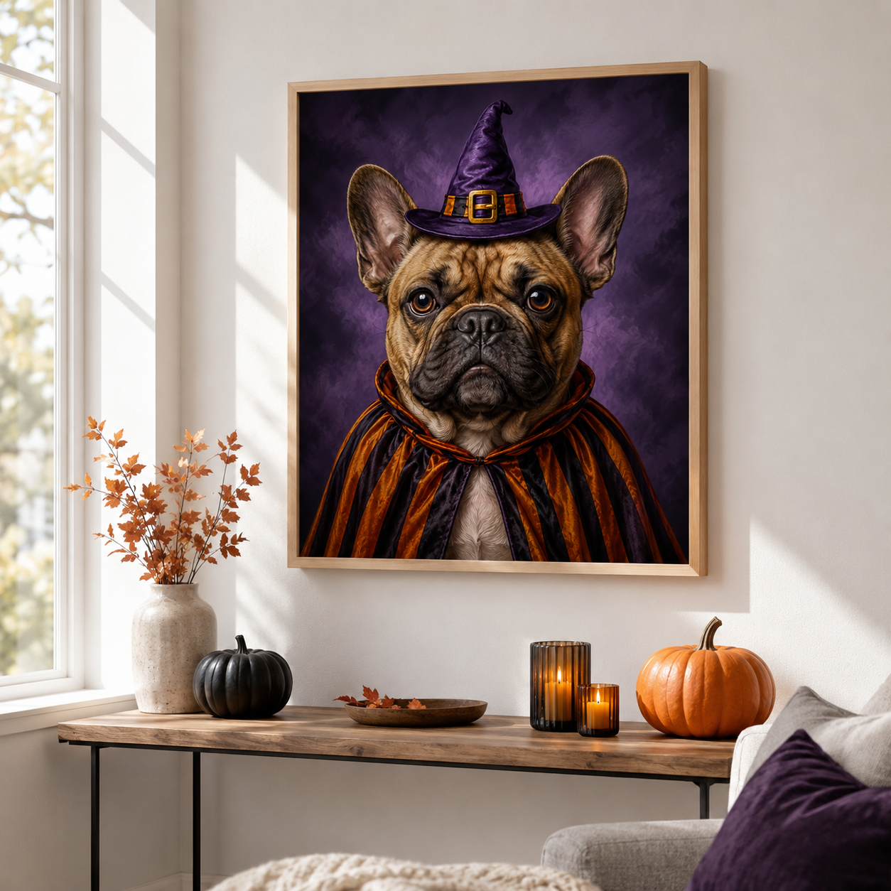 Custom Halloween Witch Pet Portrait Canvas Aura Canvas