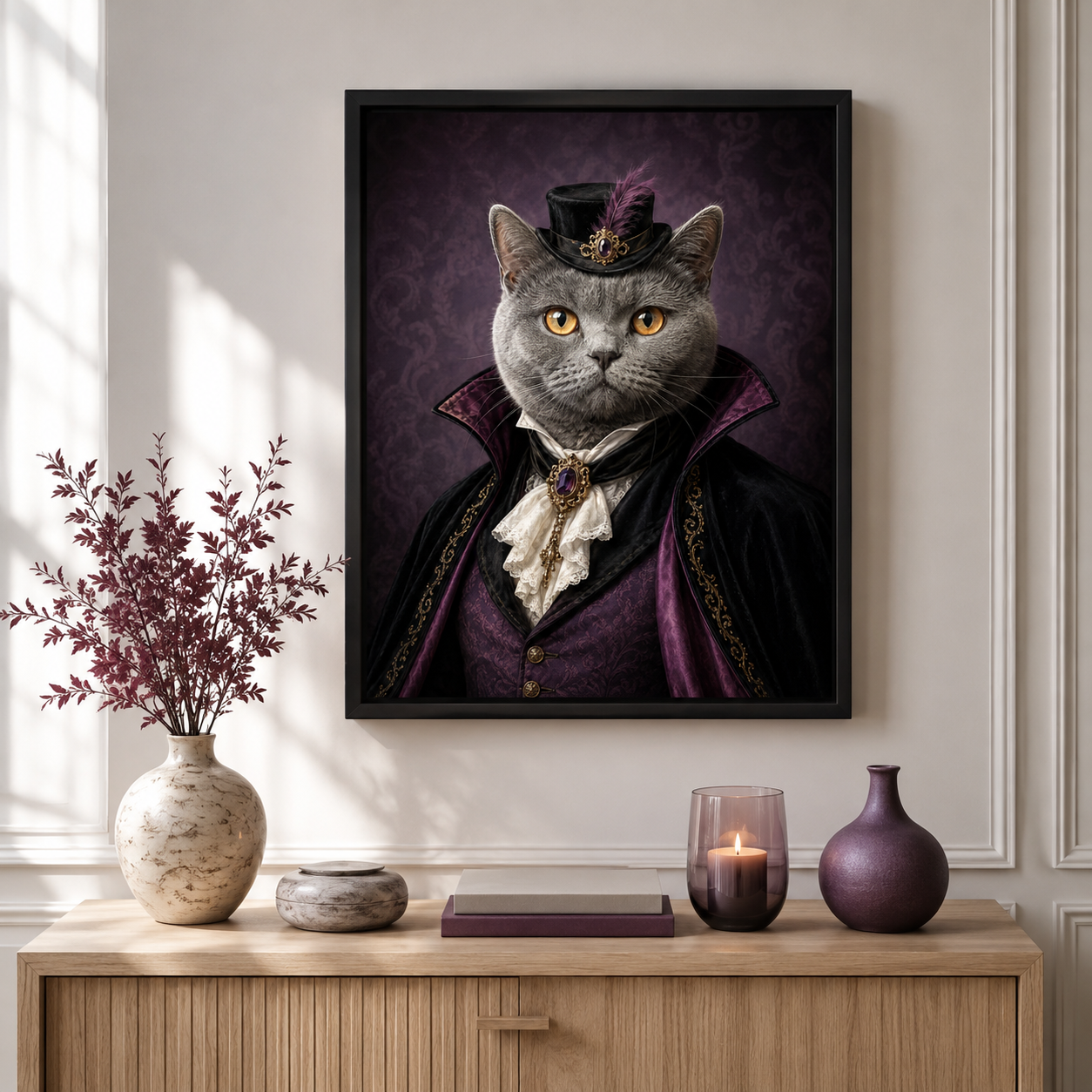 Custom Victorian Gothic Pet Portrait Canvas Aura Canvas