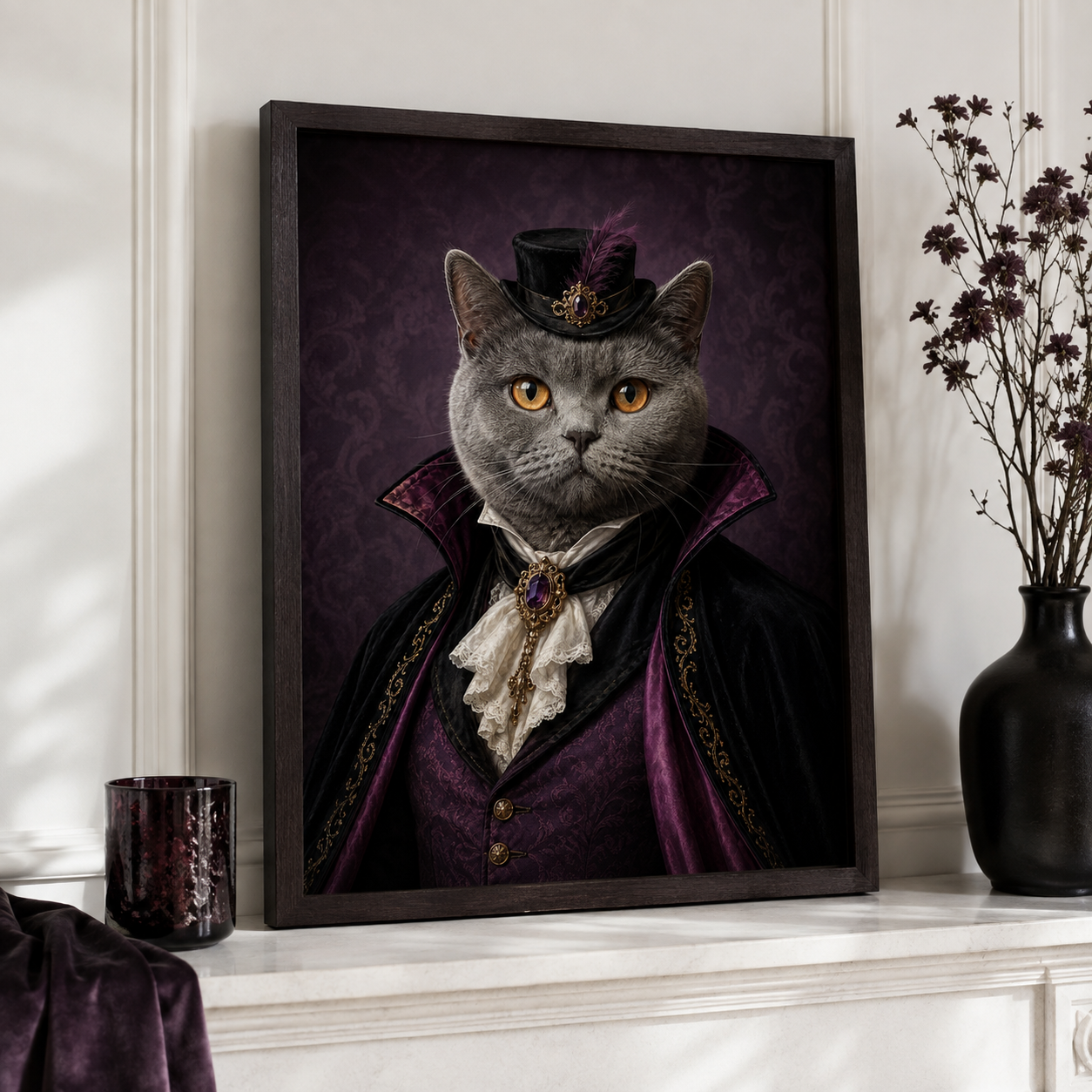 Custom Victorian Gothic Pet Portrait Canvas Aura Canvas