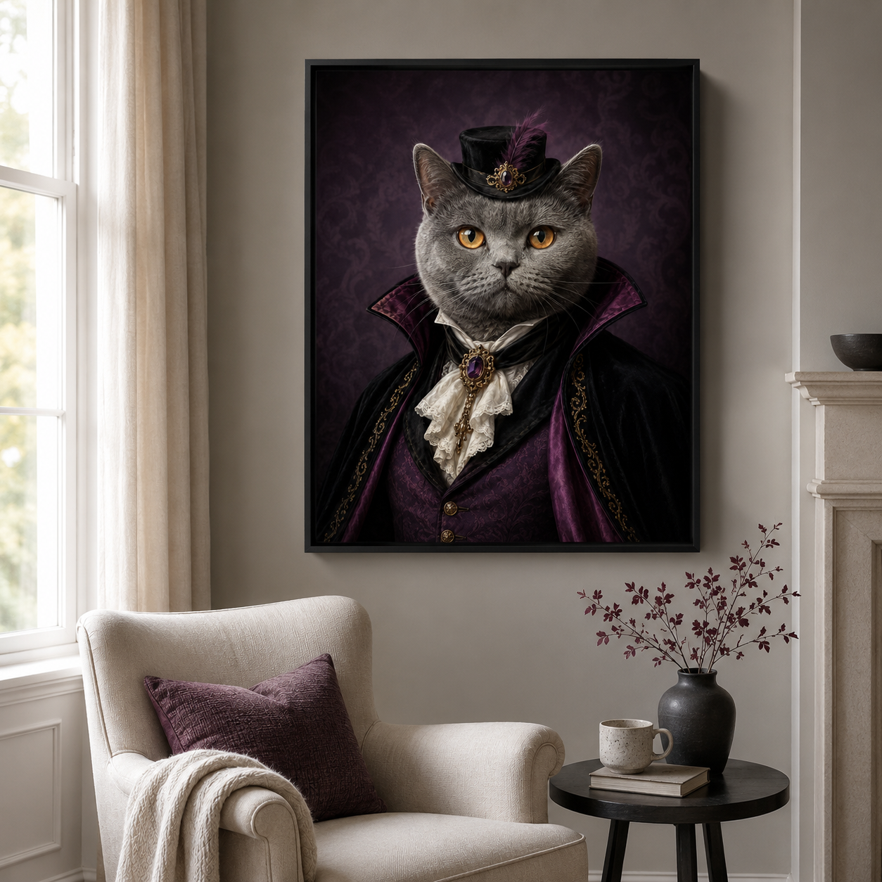 Custom Victorian Gothic Pet Portrait Canvas Aura Canvas