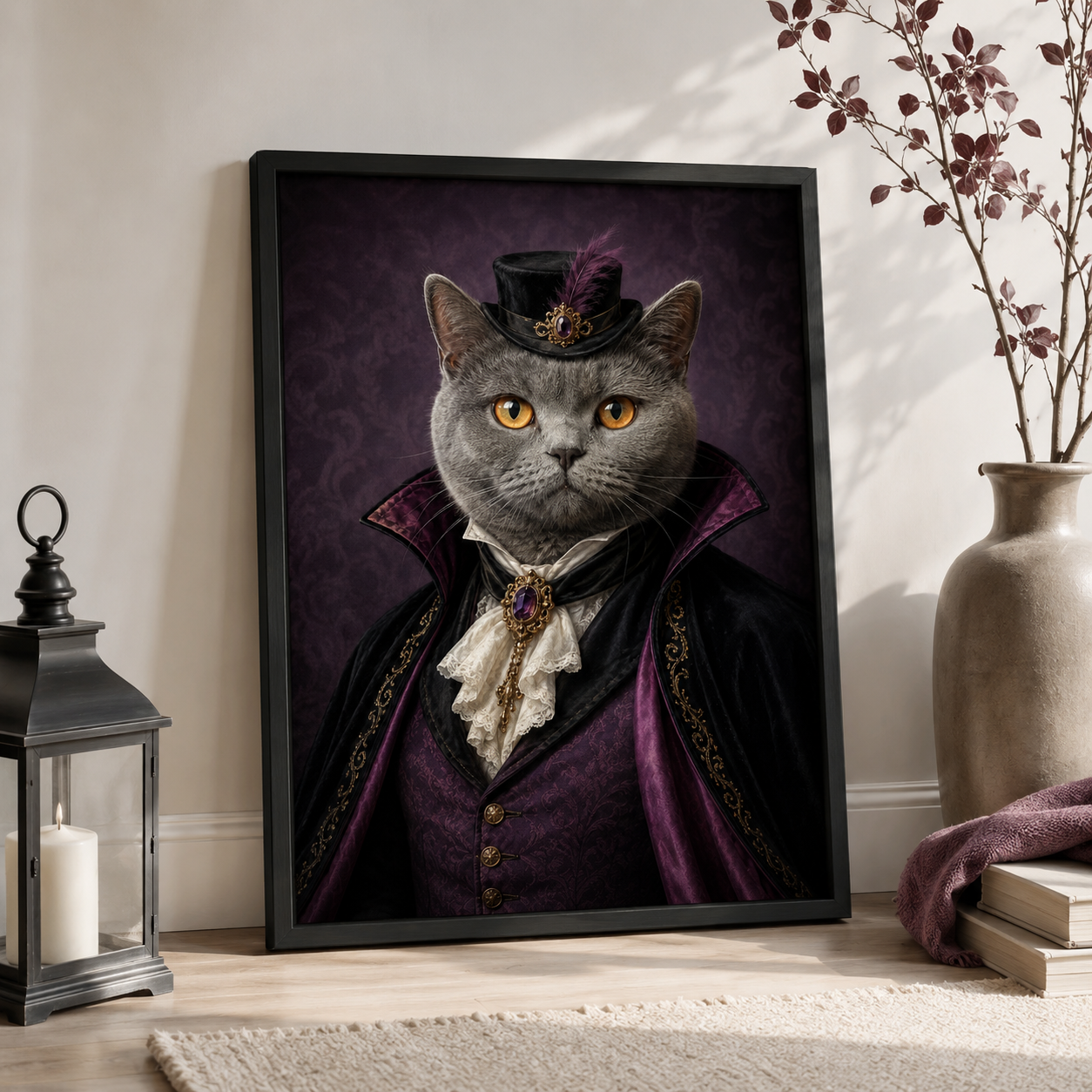 Custom Victorian Gothic Pet Portrait Canvas Aura Canvas