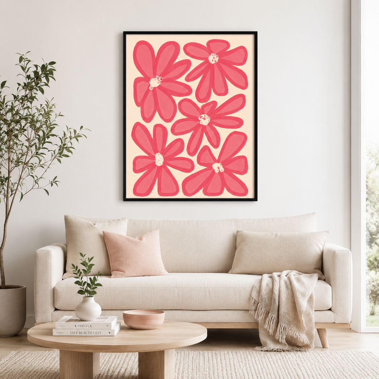 Pink Flower Canvas Wall Art Aura Canvas