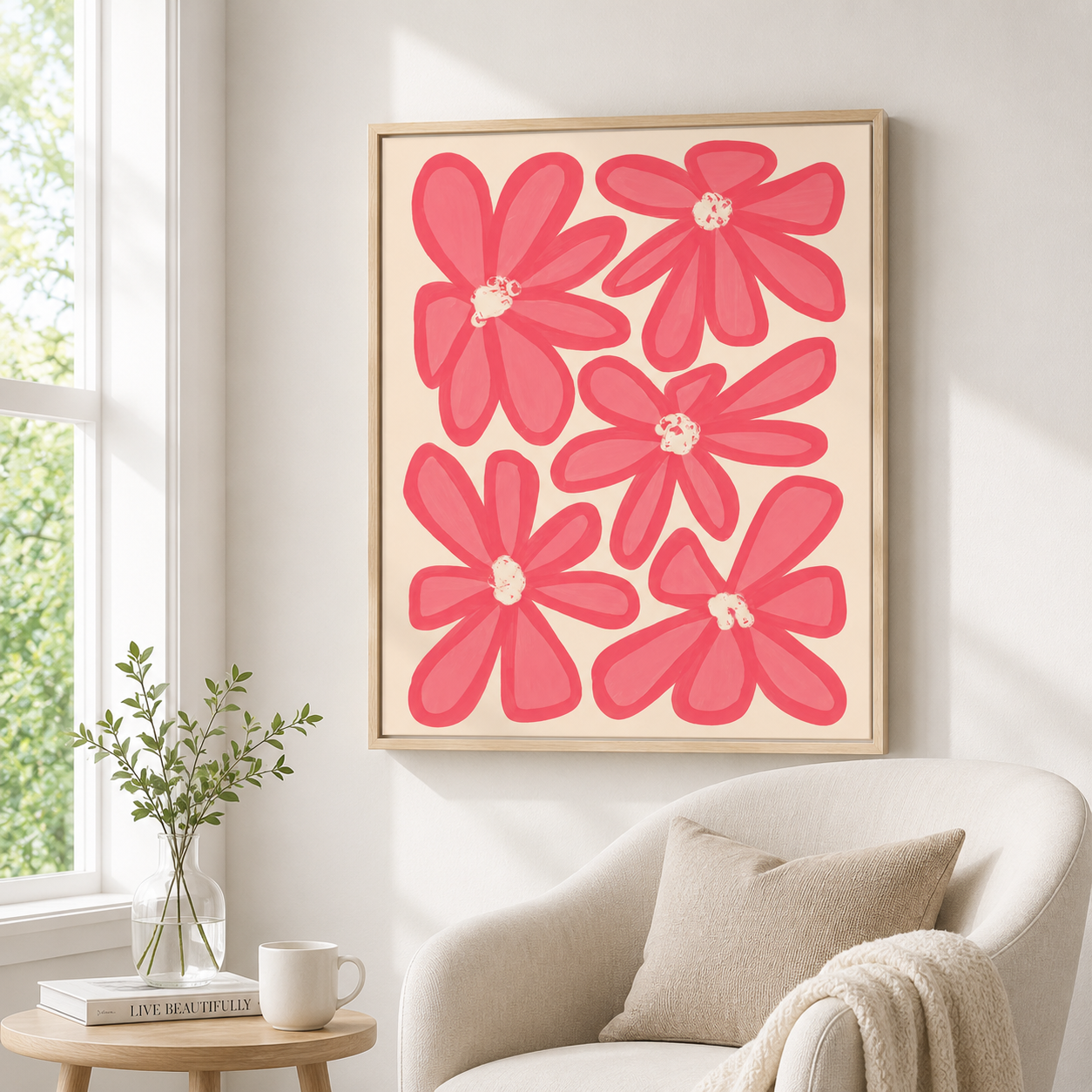 Pink Flower Canvas Wall Art Aura Canvas