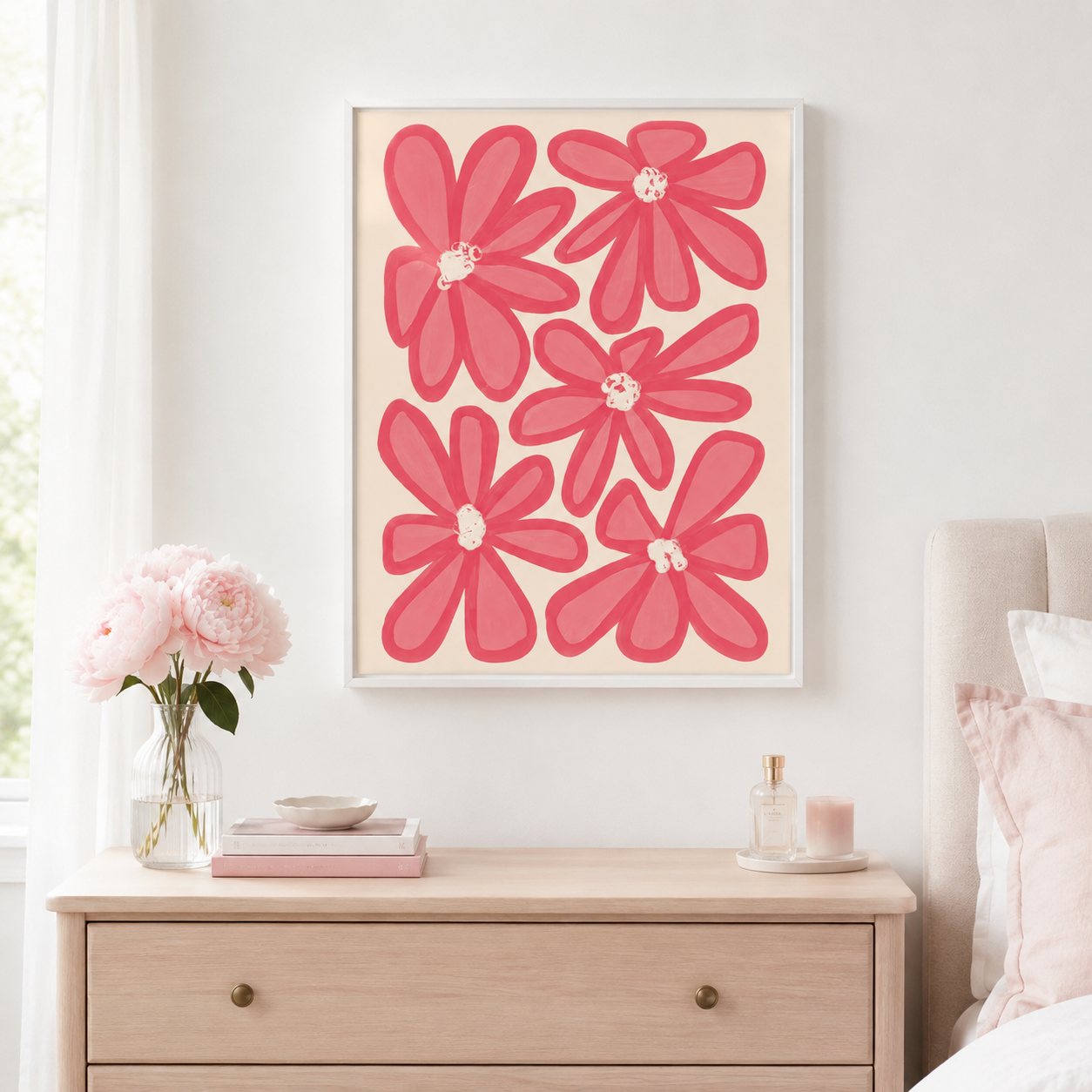 Pink Flower Canvas Wall Art Aura Canvas
