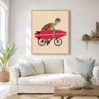 Surfer Turtle Canvas Wall Art Aura Canvas