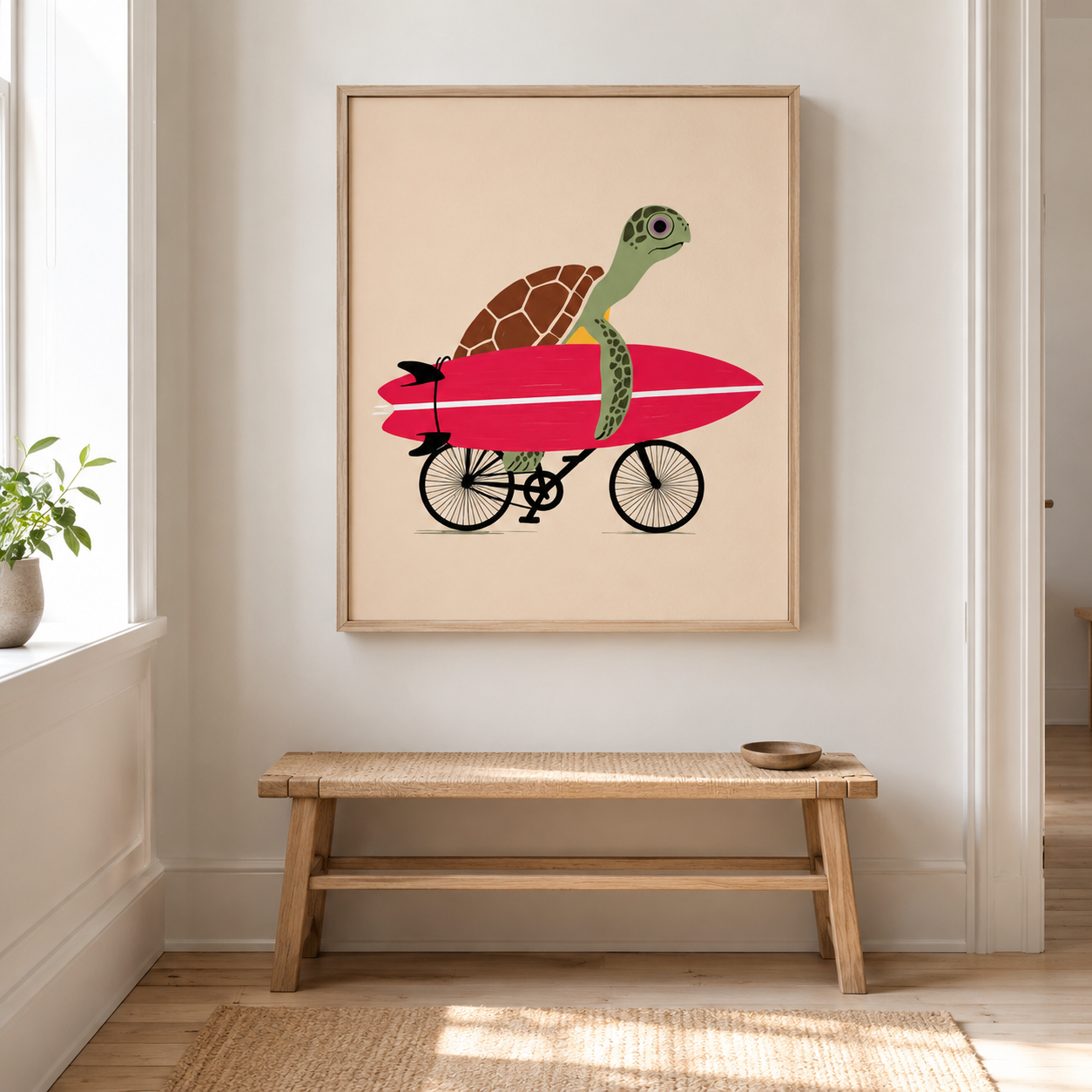 Surfer Turtle Canvas Wall Art Aura Canvas