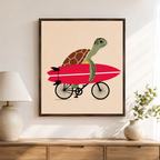 Surfer Turtle Canvas Wall Art Aura Canvas