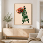 Woman With Red Flowers Canvas Wall Art Aura Canvas