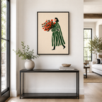 Woman With Red Flowers Canvas Wall Art Aura Canvas