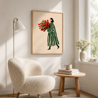 Woman With Red Flowers Canvas Wall Art Aura Canvas