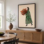 Woman With Red Flowers Canvas Wall Art Aura Canvas