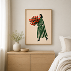 Woman With Red Flowers Canvas Wall Art Aura Canvas