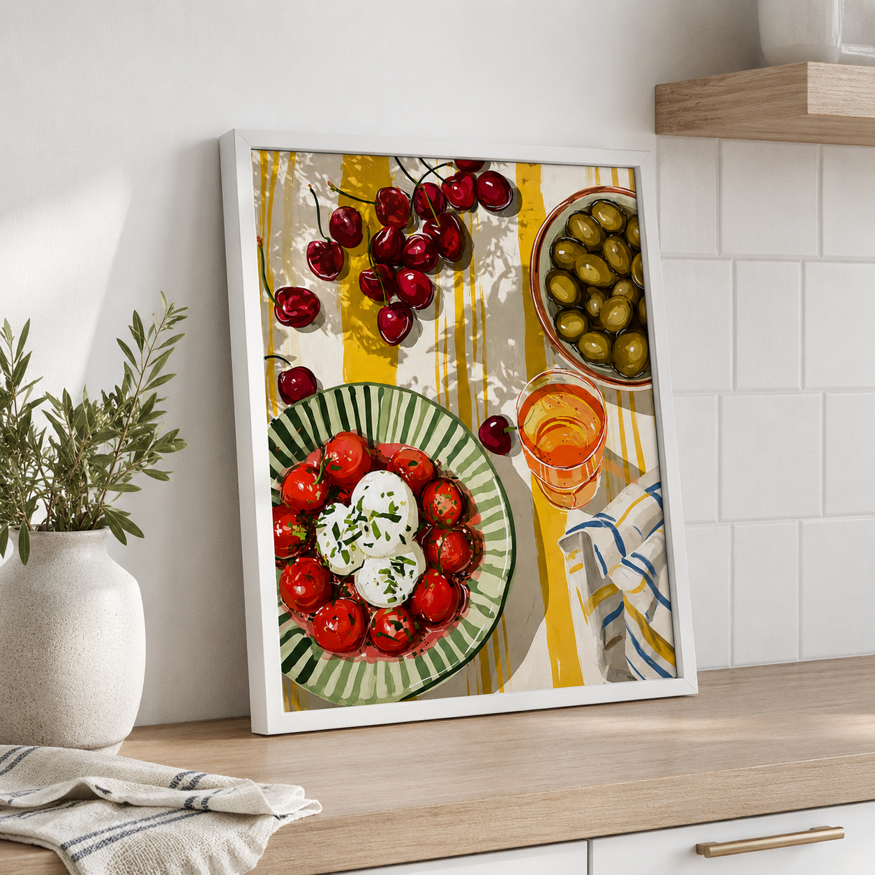 Olive Cherry Kitchen Canvas Wall Art Aura Canvas