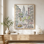 New York City Sketch Canvas Wall Art Aura Canvas