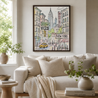 New York City Sketch Canvas Wall Art Aura Canvas