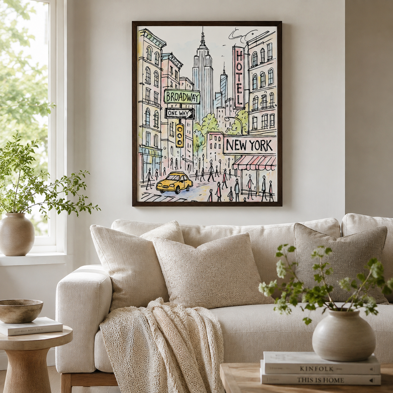 New York City Sketch Canvas Wall Art Aura Canvas