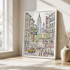 New York City Sketch Canvas Wall Art Aura Canvas