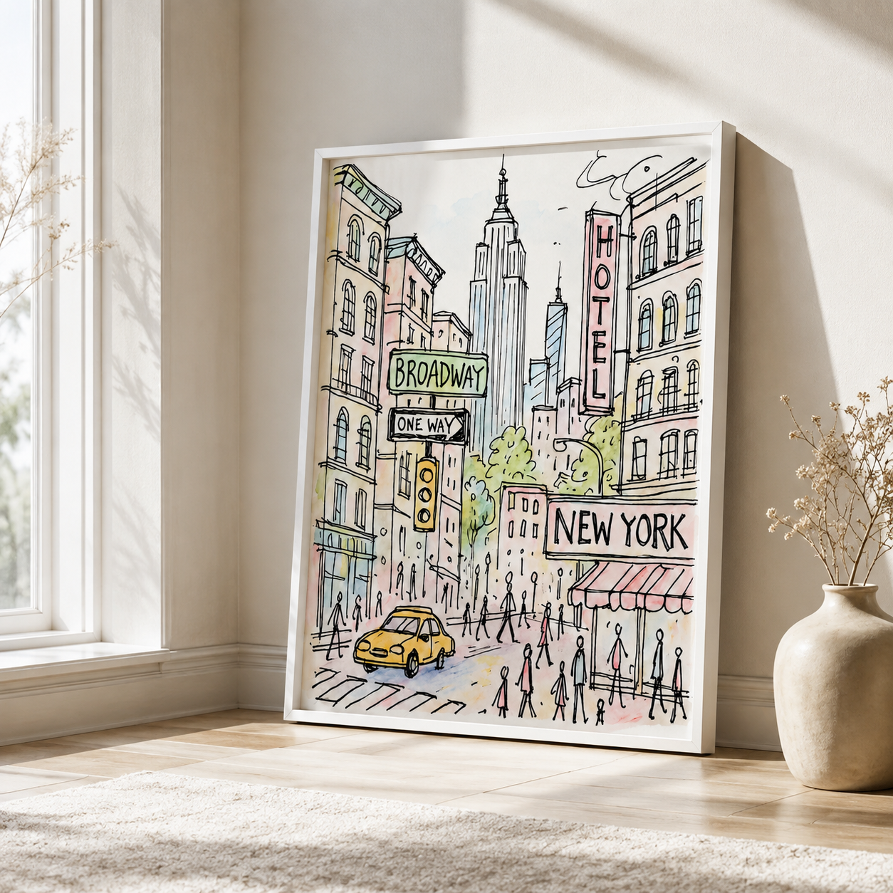New York City Sketch Canvas Wall Art Aura Canvas