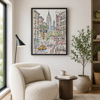 New York City Sketch Canvas Wall Art Aura Canvas