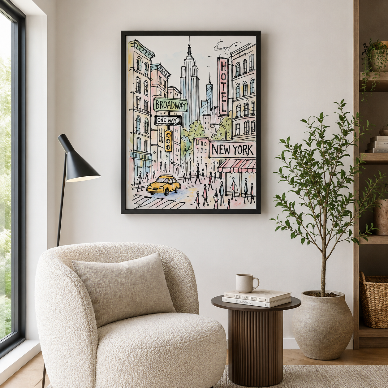 New York City Sketch Canvas Wall Art Aura Canvas