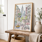 New York City Sketch Canvas Wall Art Aura Canvas