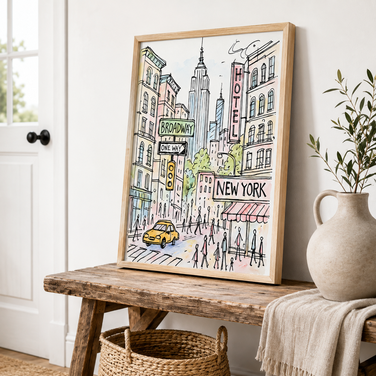New York City Sketch Canvas Wall Art Aura Canvas