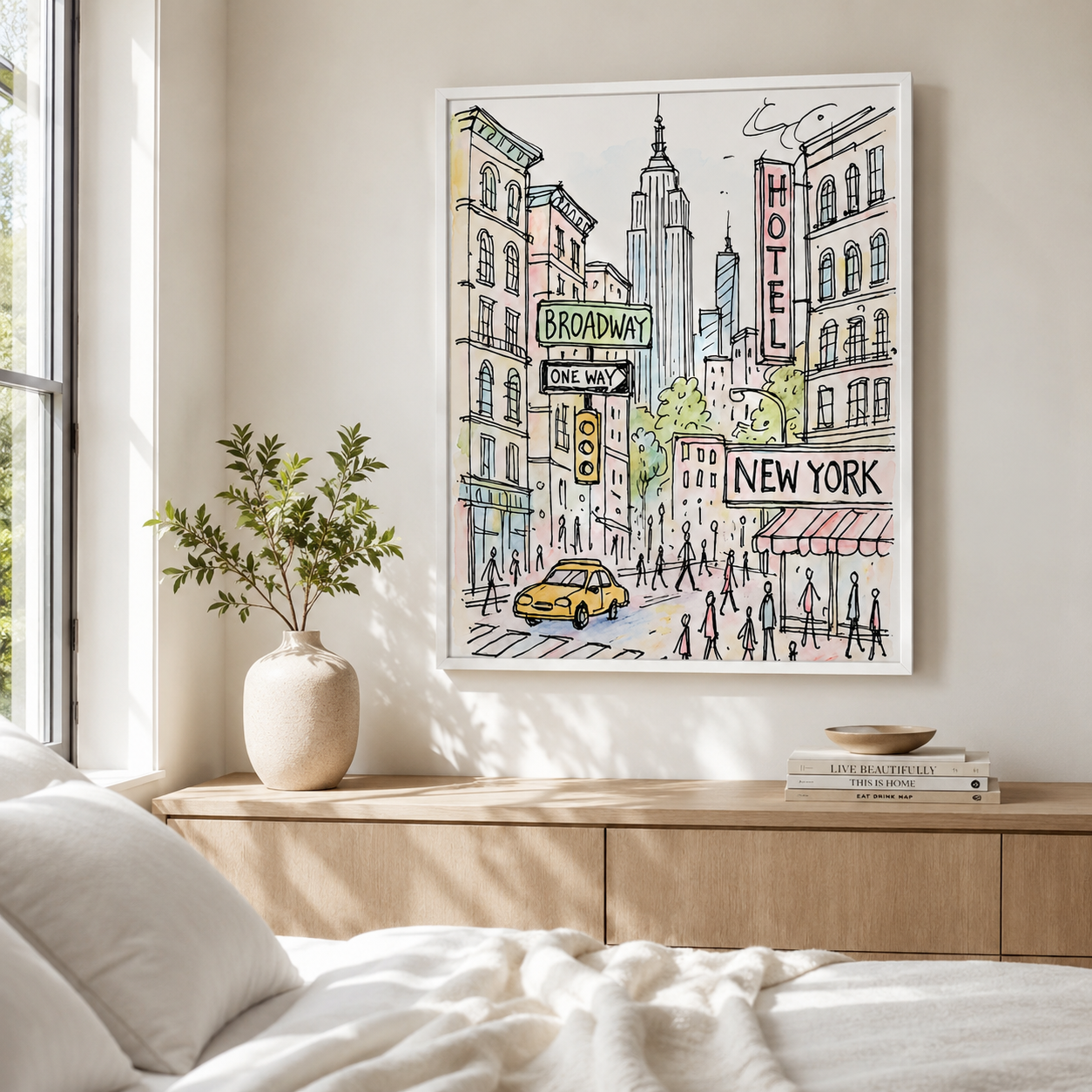 New York City Sketch Canvas Wall Art Aura Canvas
