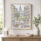 New York City Sketch Canvas Wall Art Aura Canvas