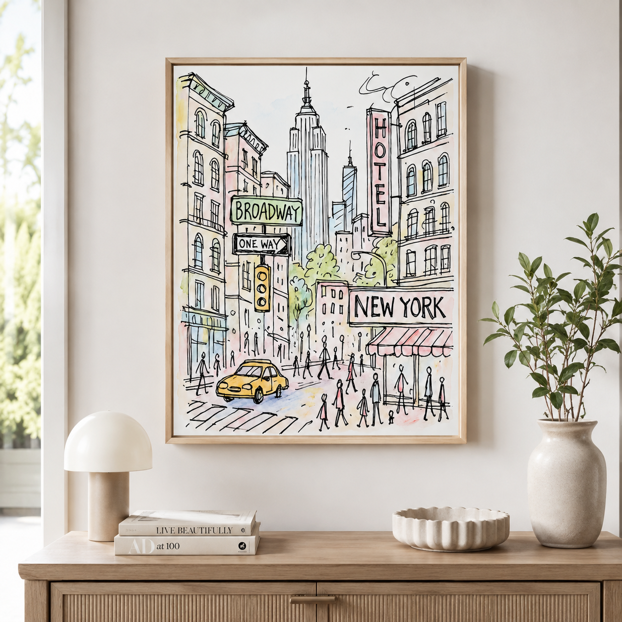 New York City Sketch Canvas Wall Art Aura Canvas
