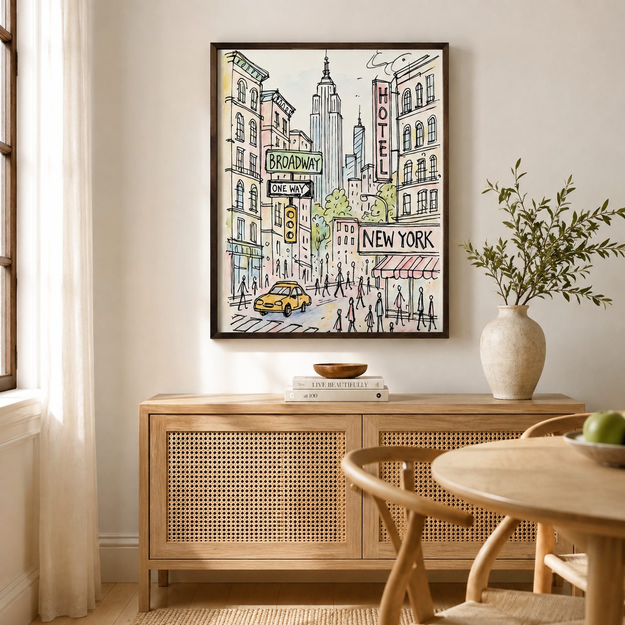 New York City Sketch Canvas Wall Art Aura Canvas