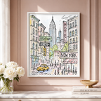 New York City Sketch Canvas Wall Art Aura Canvas