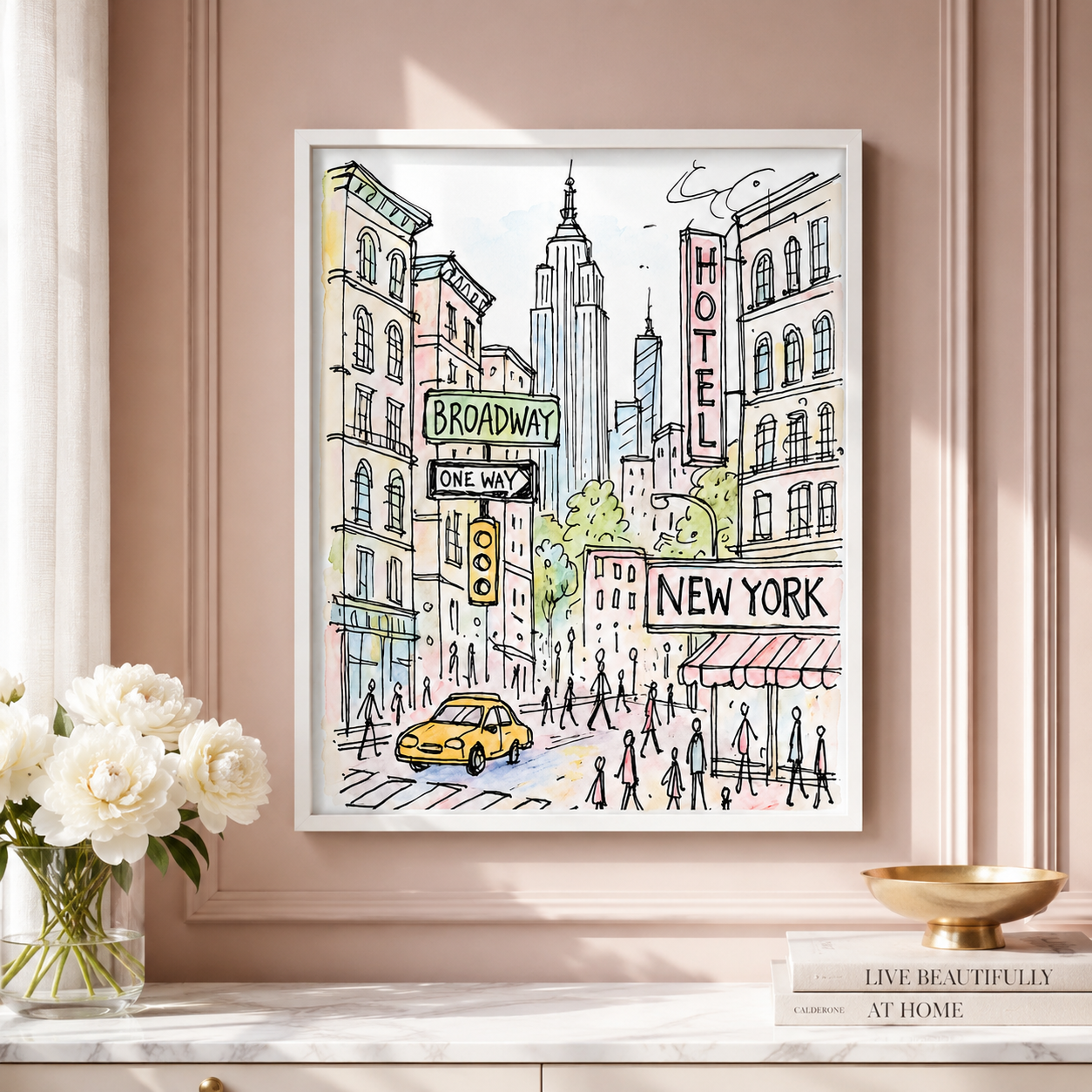 New York City Sketch Canvas Wall Art Aura Canvas