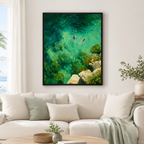 Turquoise Ocean Swimmers Canvas Wall Art Aura Canvas