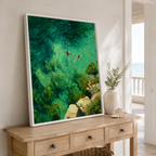 Turquoise Ocean Swimmers Canvas Wall Art Aura Canvas